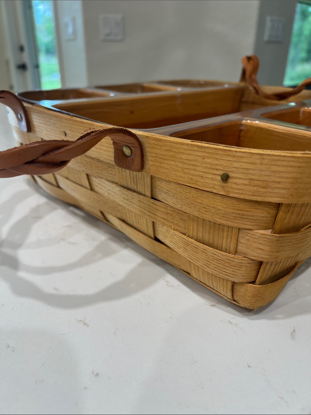 Peterboro Divided Basket Organizer Wood Picnic Caddy Insert USA - Picture 6 of 16